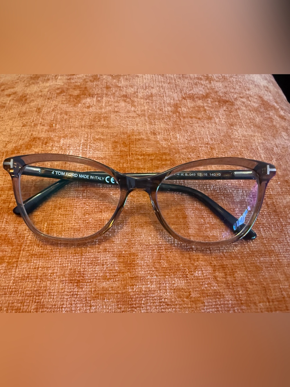 Tom Ford FT5636-B Cat-Eye Eyeglass Frames - Transparent Brown / Havana 045